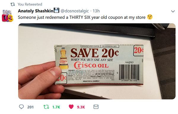 36 year old coupon redeemed