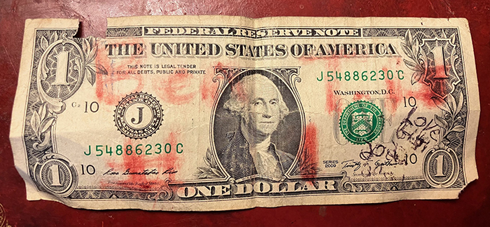 written on dollar bill